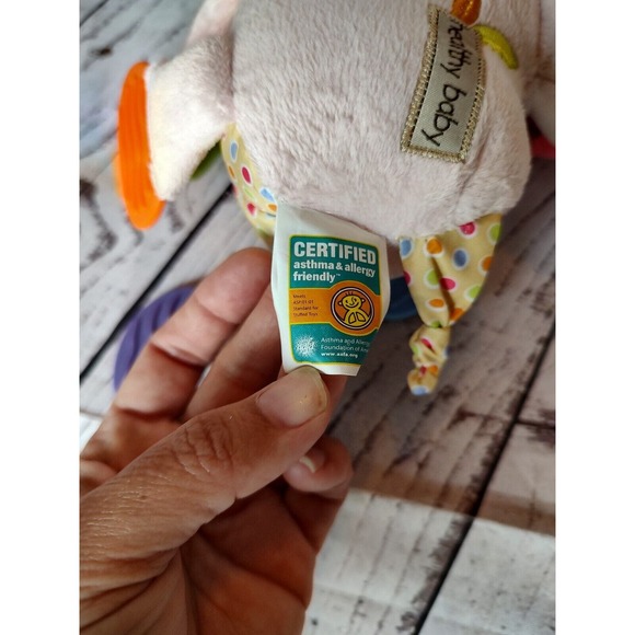 Healthy Baby Asthma & Allergy Cloth Elephant Plush Tether Feet & Rings Toy - Picture 6 of 8